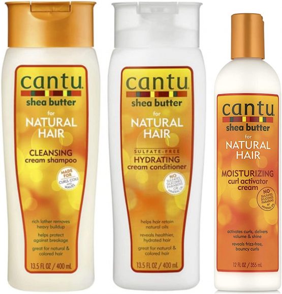 Cantu Sulphate Free Shampoo & Conditioner 12oz with Shea Butter Moisturizing Curl Activator Cream 12oz