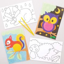 Baker Ross AW883 Woodland Animal Sand Pictures, Arts and Crafts for Kids (Pack of 8), Assorted