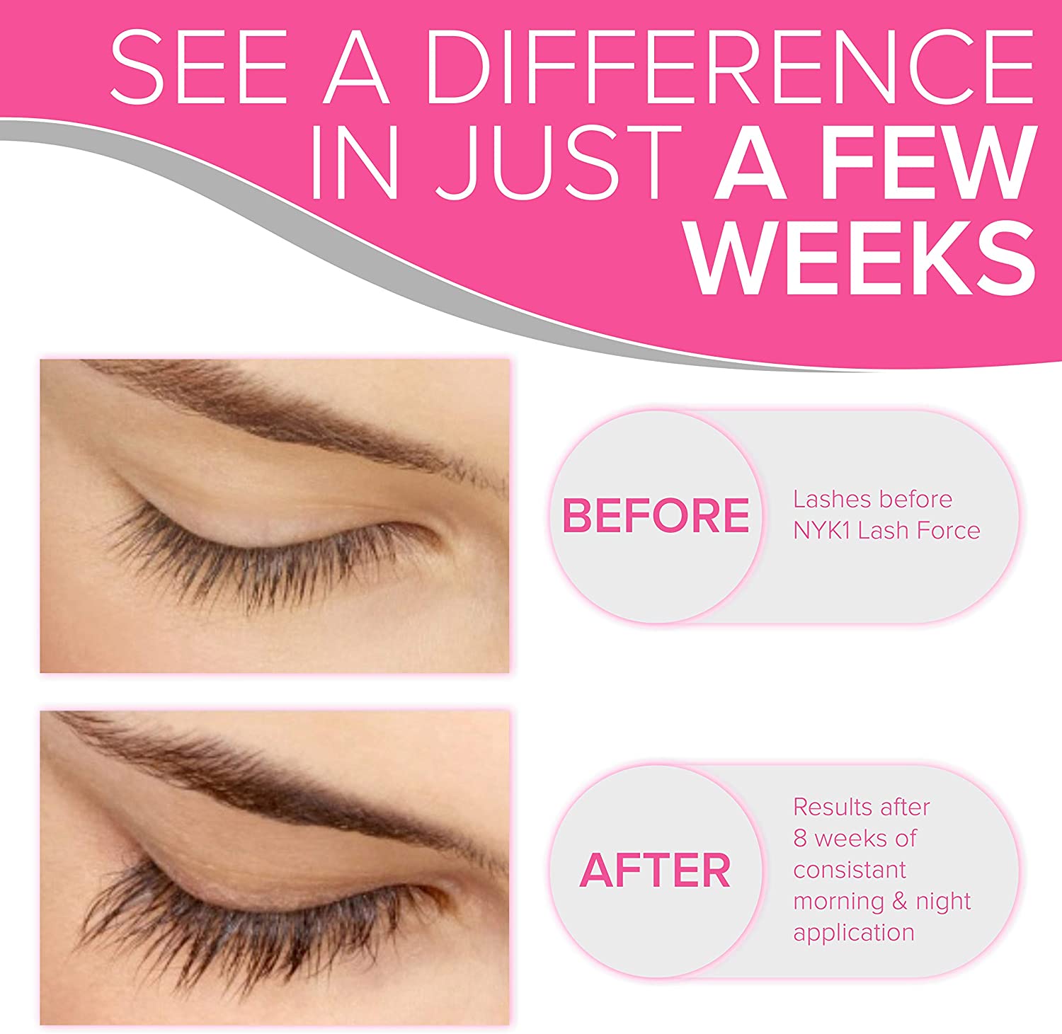 NYK1 CONCENTRATED Eyelash Growth Serum (XL, 8ml) LashForce Eyelash Serum For Growth And Thickness - Image 3