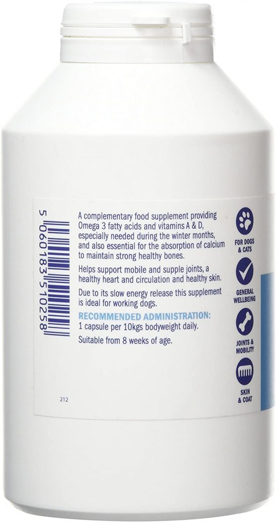Dorwest Herbs Cod Liver Oil Capsules for Dogs and Cats 500 Capsules - Image 2