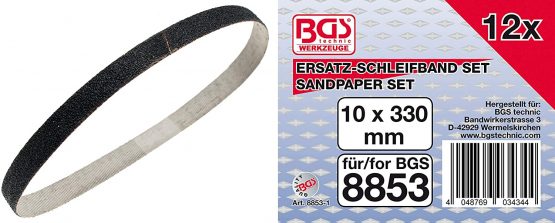 BGS 8853-1 | Grinding Belt | 10 mm x 330 mm | 12 pcs. for BGS 8853