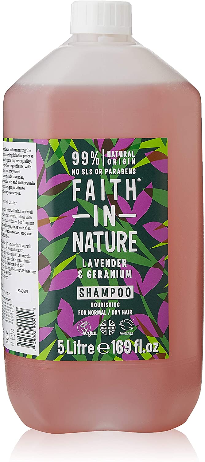 Faith In Nature Natural Lavender & Geranium Shampoo, Balancing for Normal Hair & Scalp, Vegan & Cruelty Free, No SLS