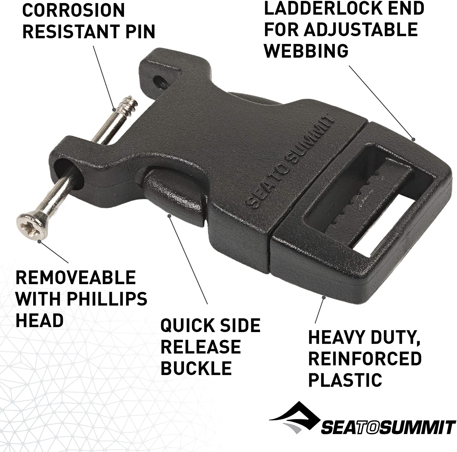 SEA TO SUMMIT FIELD BUCKLE 15MM SIDE RELEASE 1 PIN (BLACK) - Image 3