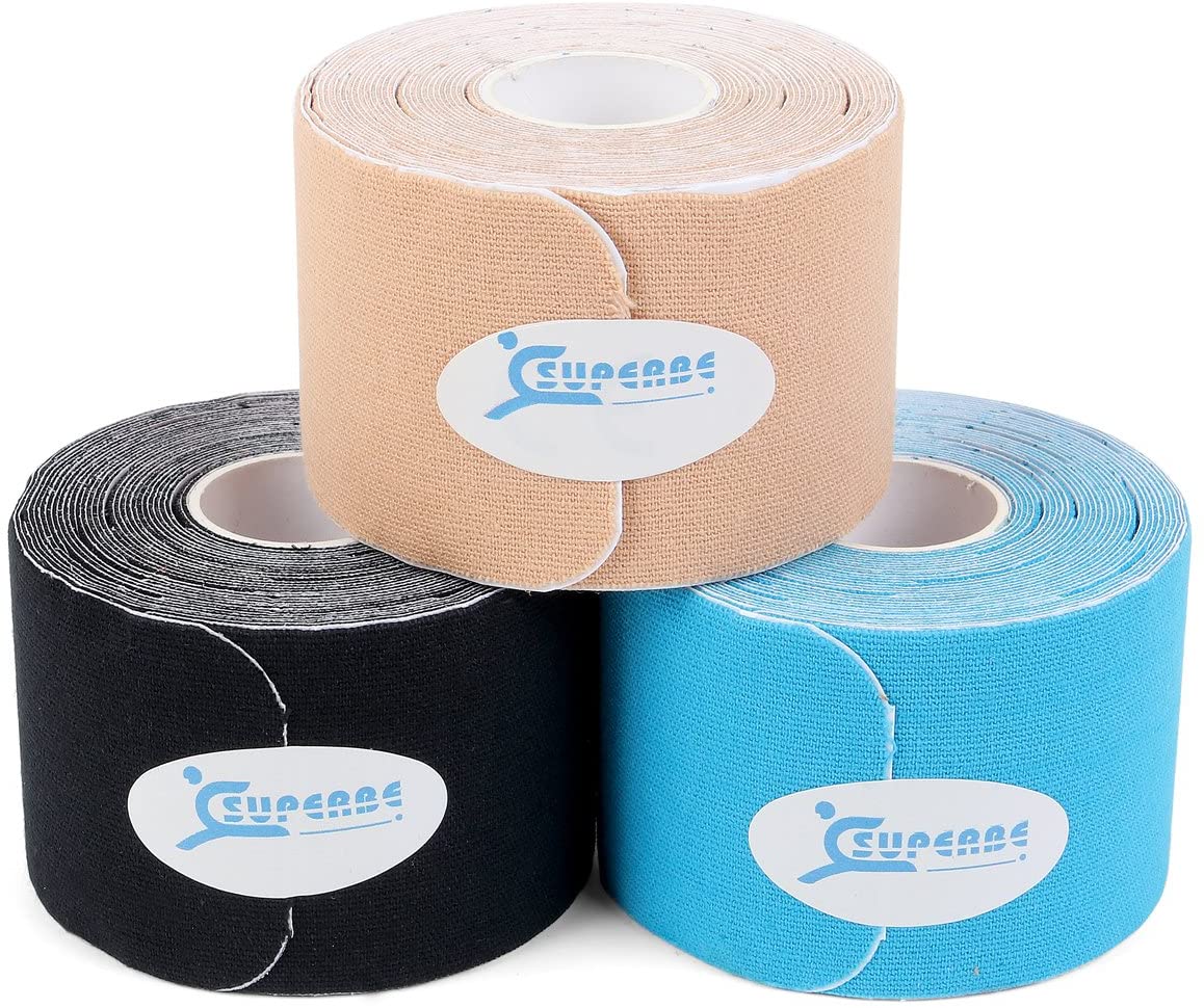 Superbe Precut Kinesiology Tape (3 Rolls Pack), Elastic Sports Tape for