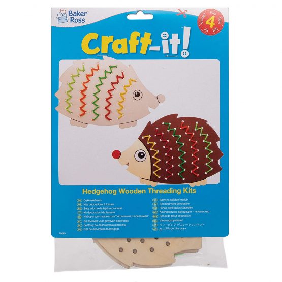 Baker Ross AW934 Hedgehog Wooden Threading Kits, Arts and Crafts for Kids (Pack of 4), Assorted - Image 4