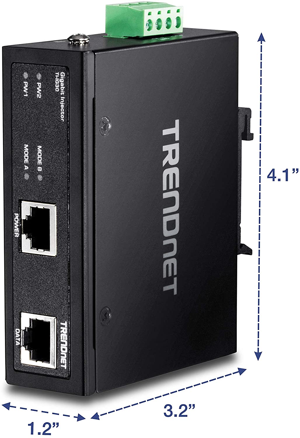 TRENDnet TI-IG30 Hardened Industrial Gigabit PoE+ Injector, Black - Image 3