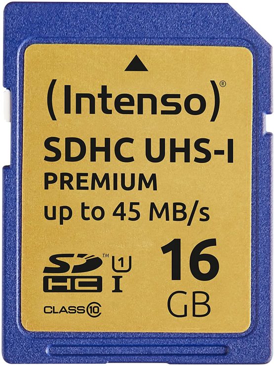 Intenso Premium SDHC Memory Card, Class 10 UHS-I, 16 GB, Blue