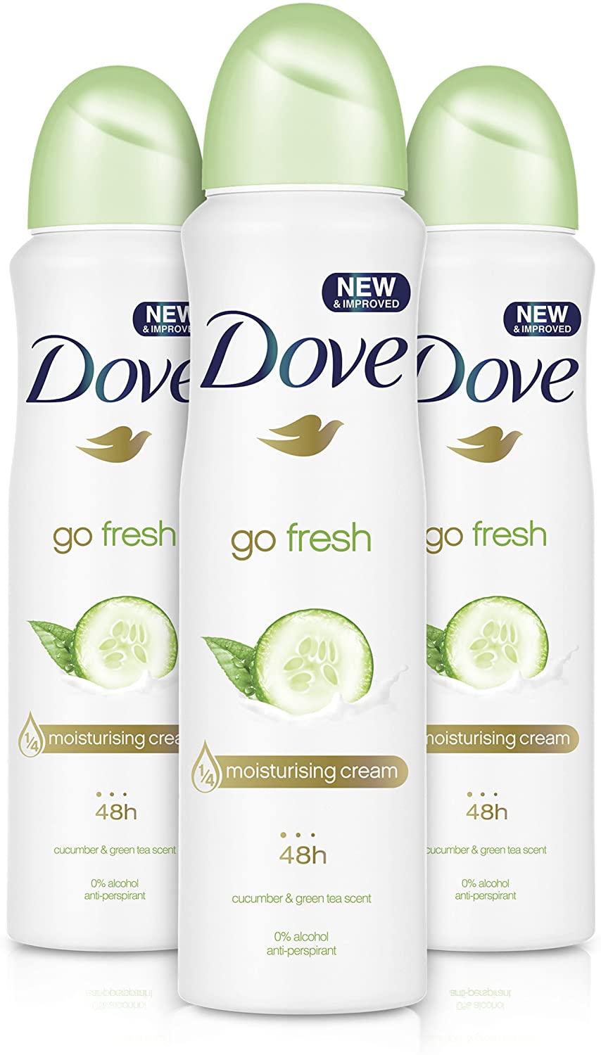 Dove Go Fresh Cucumber And Green Tea, Anti Perspirant Deodorant Spray For Women, Long Lasting Anti Sweat And Body Odour Protection For A Clean And Fresh Fragrance (150ml),pack of 3