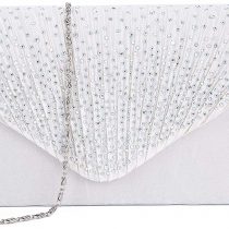 Evening Clutch, Womens Satin Clutch Bag Diamante Envelope Purse For Wedding And Party