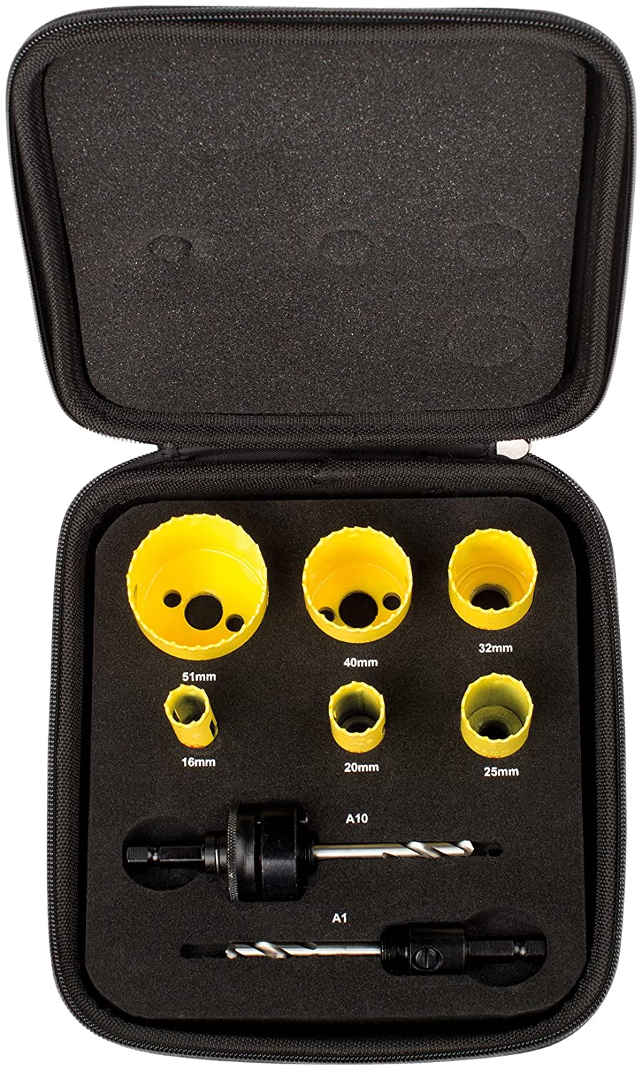 Starrett Bi-metal Hole Saw Kit, 8-Piece KFC06021 Fast Cut Electricians Hole Cutter Kit with Arbors