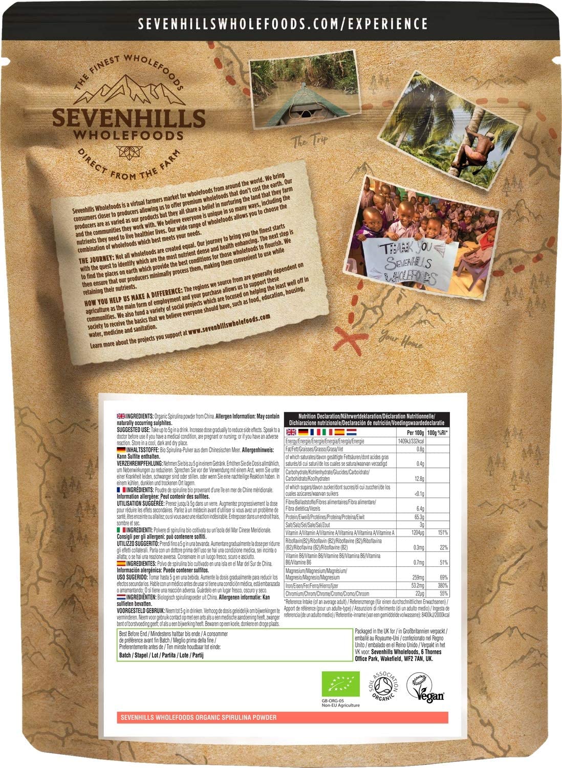 Sevenhills Wholefoods Organic Spirulina Powder 500g, 500 g (Pack of 1) - Image 2