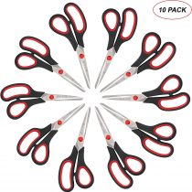 Belle Vous Scissors Multipack (10 Pack) - 19.5cm/7.68 inch Overall Length - Sharp Stainless Steel Blades - Soft Comfort Grip Handles - for Office and Home - Multipurpose Craft Scissors