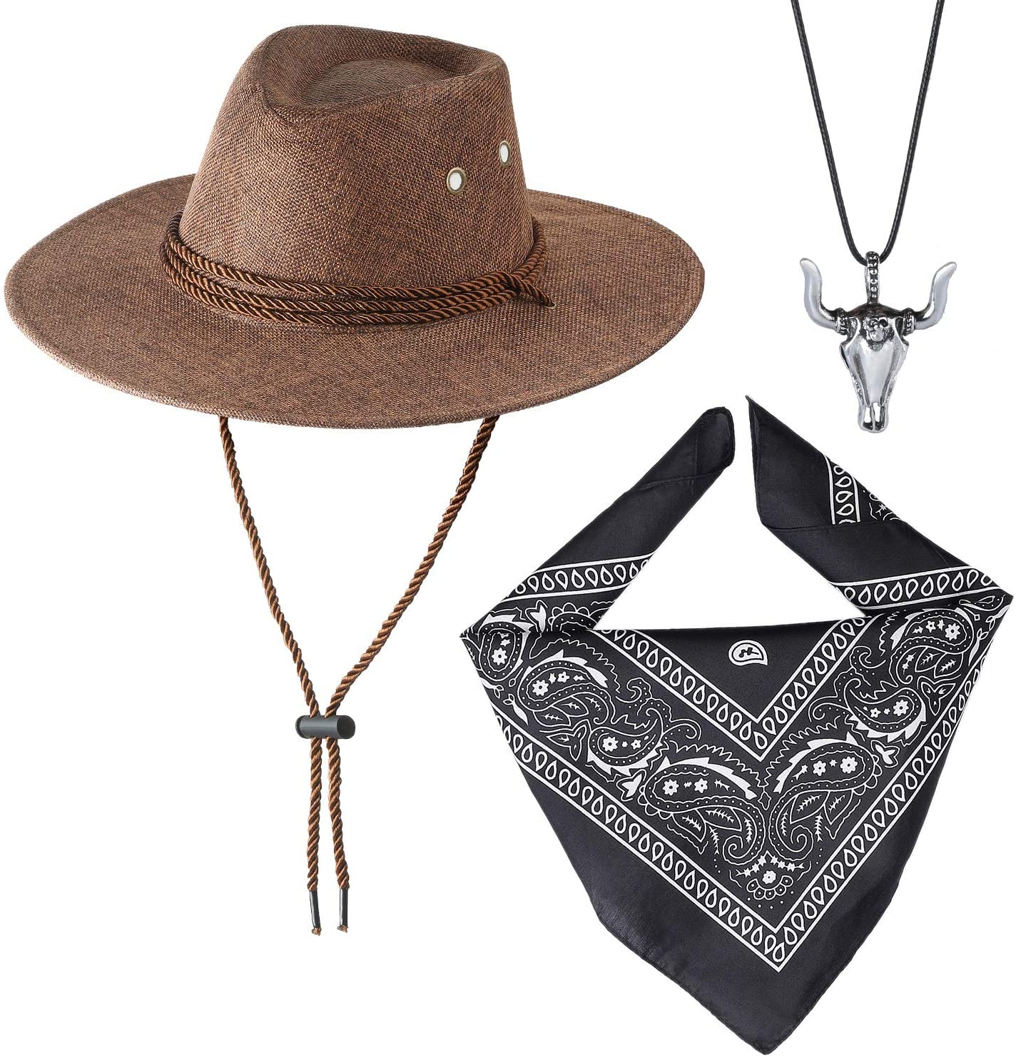 Beelittle Cowboy Costume Accessories Cowboy Hat Bandanna Toy Guns with