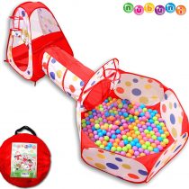 NUBUNI 3pc Kids Play Tent Crawl Tunnel and Ball Pit Pop Up Playhouse Tent with 2 Basketball Hoop for Girls, Boys, Babies, and Toddlers for Indoor and Outdoor Use with Carrying Case