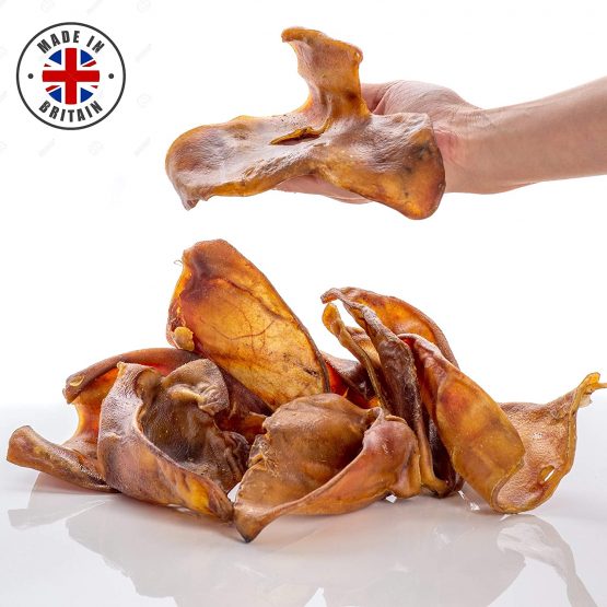 Dragonfly Products Pigs Ears For Dogs Large 5, 12 or 25 pieces British UK Natural Raw Healthy Treat Grade A Premium Whole Pork Ear Chew (12)