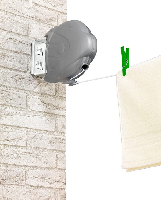 Wenko Washing line Jumbo-15 m Drying Length, retraction Lock, Polystyrene, Grey, 6 x 18 x 18.5 cm - Image 2