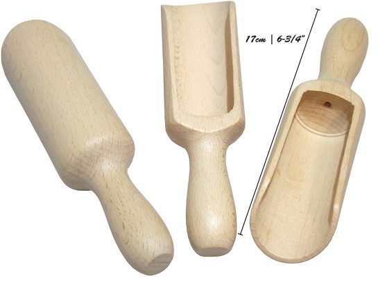 efo Large Wooden Scoop Set of 3 – Rustic Bathsalt Scoop - Multipurpose Wooden Spoon - Wood Salt and Spice Scoops – Stylish Wooden Candy Spoon - Washing Powder Scoops - Size 17cm (6.7") (C5) - Image 2