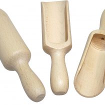 efo Large Wooden Scoop Set of 3 – Rustic Bathsalt Scoop - Multipurpose Wooden Spoon - Wood Salt and Spice Scoops – Stylish Wooden Candy Spoon - Washing Powder Scoops - Size 17cm (6.7") (C5)