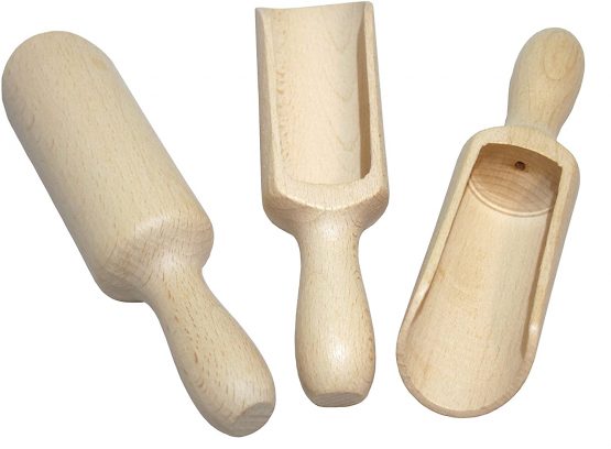efo Large Wooden Scoop Set of 3 – Rustic Bathsalt Scoop - Multipurpose Wooden Spoon - Wood Salt and Spice Scoops – Stylish Wooden Candy Spoon - Washing Powder Scoops - Size 17cm (6.7") (C5)