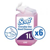 Scott Essential Foam Everyday Use Hand Wash 6340 - Scented Foaming Hand Soap - 6 x 1 Litre Pink Hand Wash Refills (6 Litre Total)