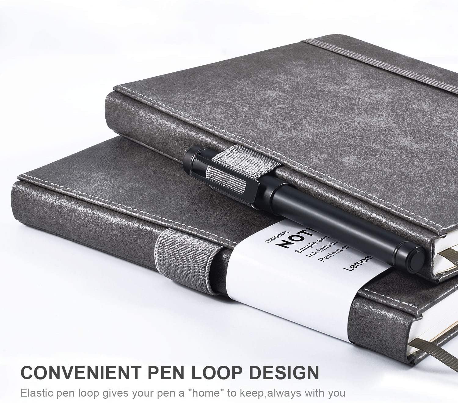 Lemome Thick Classic Notebook with Pen Loop, A5 Wide Ruled Hardcover Writing Notebook with Pocket + Page Dividers Gifts - Image 3