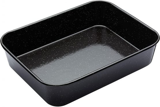 MasterClass MCVITHB2 Vitreous Enamel Roasting Tin, Induction Safe 1mm Steel with Scratch Resistant Coating, Medium (34 x 26cm), Black