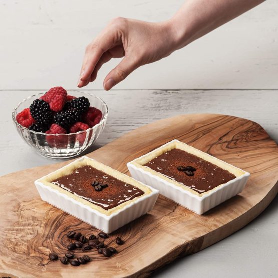 WM Bartleet & Sons 1750 TSET133 Set of 2 Traditional Porcelain Rectangular Flan Dishes (11x8cm) – White - Image 4