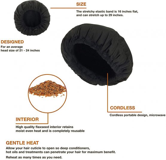 Locisne DIY Thermal Deep Conditioning Flaxseed Hair Heat Cap,Microwavable Micro Hair Conditioning Cap Heat Therapy For Steaming Hair,Hat Spa Cap Styling Tools - Image 2