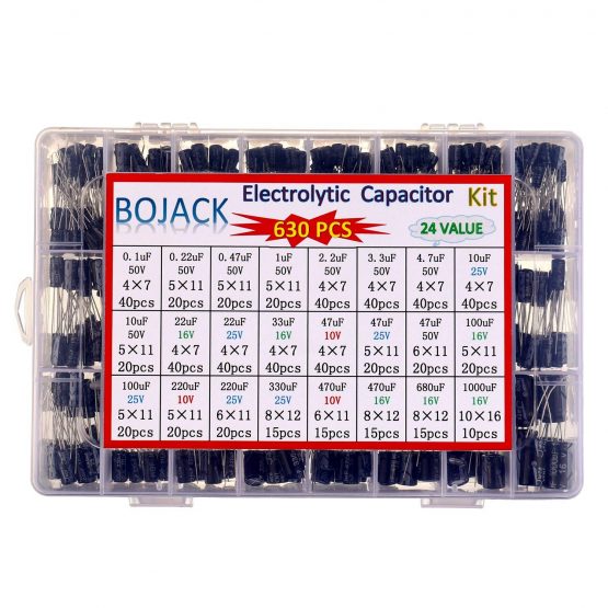 BOJACK 24Value 630pcs Aluminum Electrolytic Capacitor Assortment Box Kit Range 0.1uF－1000uF - Image 4