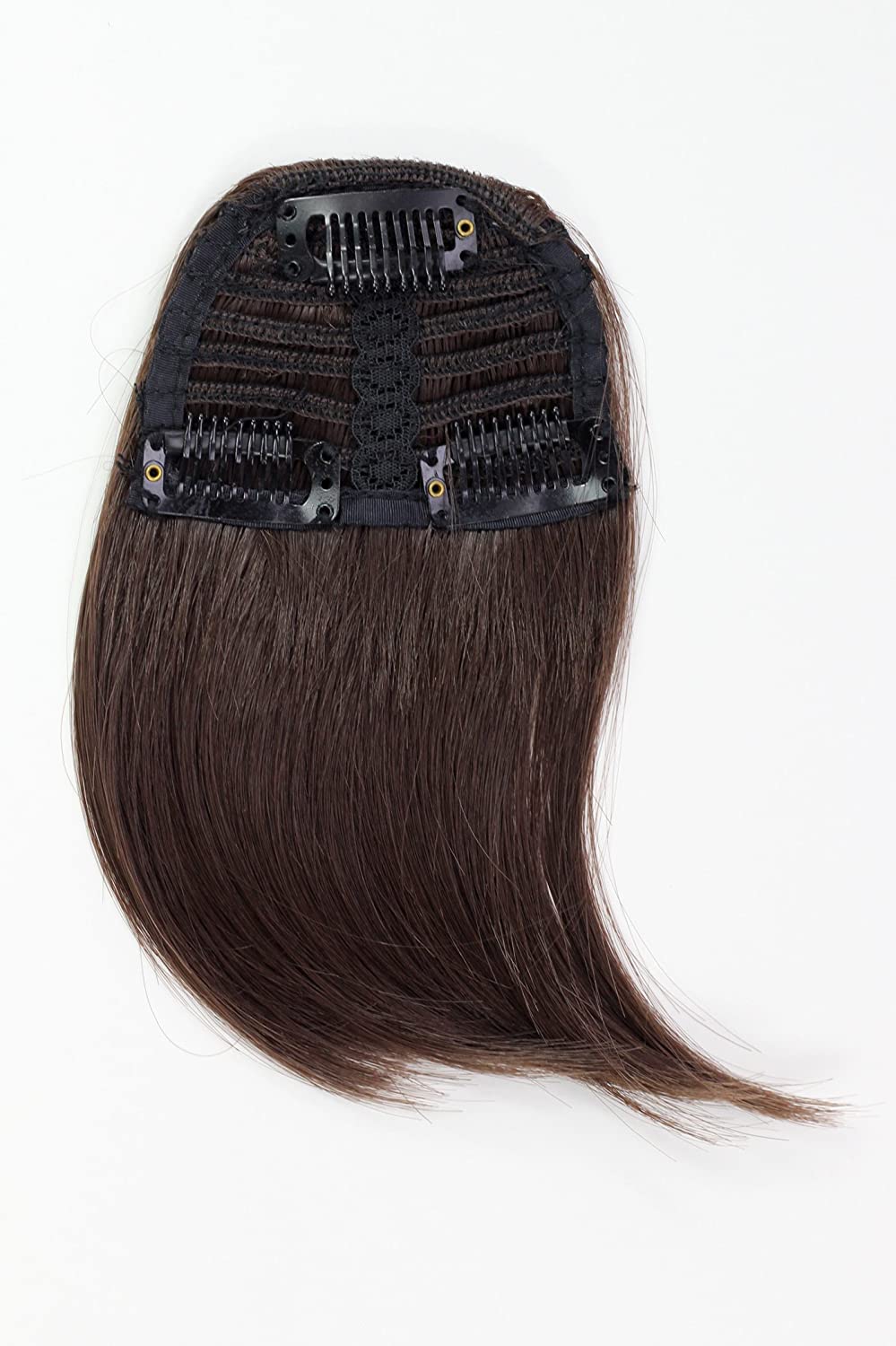 WIG ME UP - Hair Piece Clip in Bangs Fringe synthetic fiber brown YZF-1088HT-6, brown (6), 17cm - Image 2