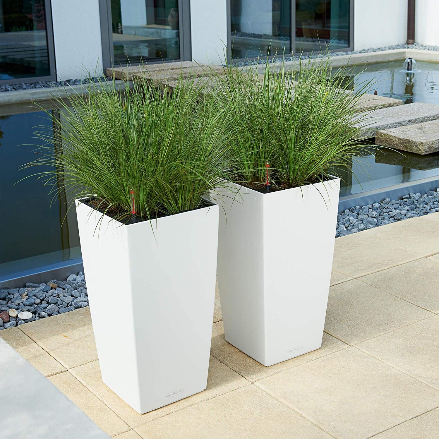 Lechuza CUBICO Color 30 Self Watering Planter Garden Plastic Indoor and Outdoor Flower Plant Pot with Drainage Hole H56 L30 W30 cm Slate - Image 4