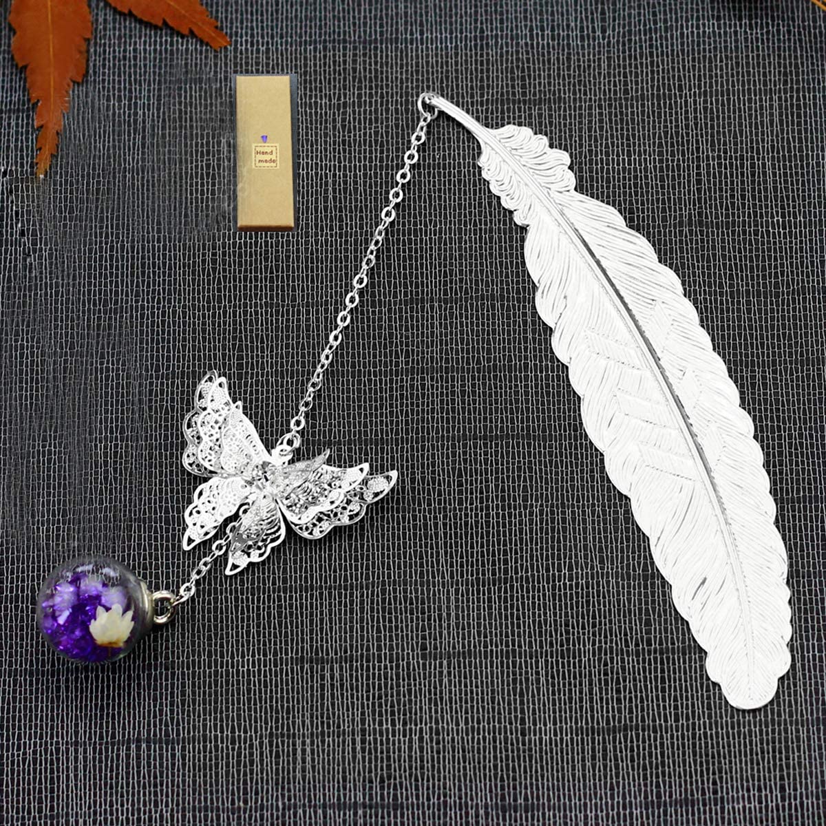 Toirxarn Silver Feather Bookmark with Butterfly Charm, Mother’s Day Gift for Mum & Women, Thoughtful Book Lover Gift - Image 2