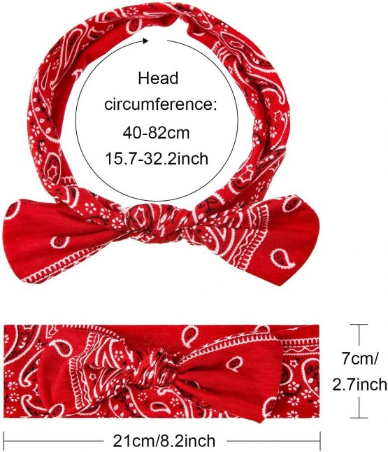 6 Pieces Paisley Headbands Boho Bow Bandana Knot Headwrap Retro Flower Printed Elastic Rabbit Ear Hairband for Girls and Women 6 Colors - Image 4