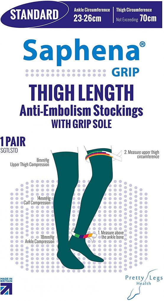 Saphena - Unisex Class 1 Graduated Compression Medical After Surgery Thigh High Non Slip Anti Embolism Stockings with Grips (Large, Green (THG)) - Image 4