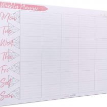 Tabitha Wilde A4 Weekly Planner Calendar Notepad 55 Sheets (White, Pink)