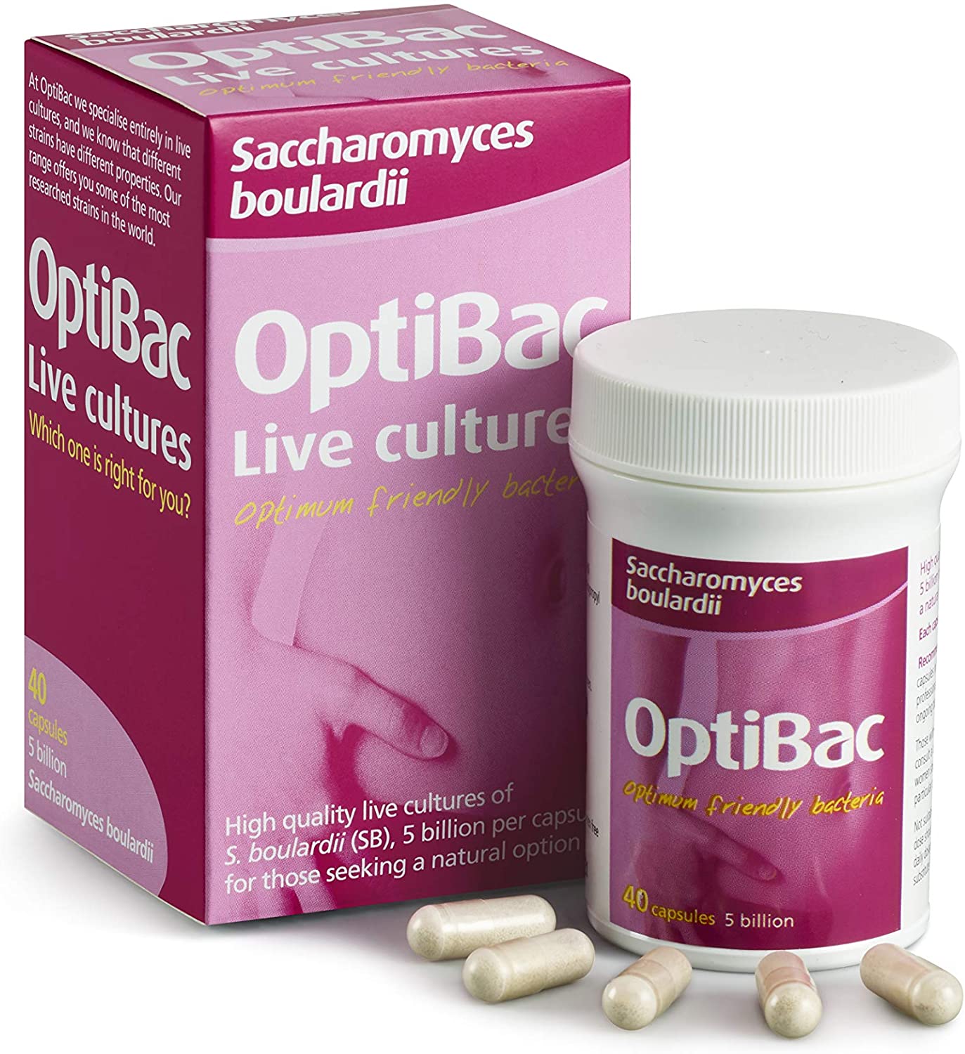 Optibac Probiotics Saccharomyces Boulardii, Vegan Digestive Probiotic Supplement with 5 Billion Live Cultures