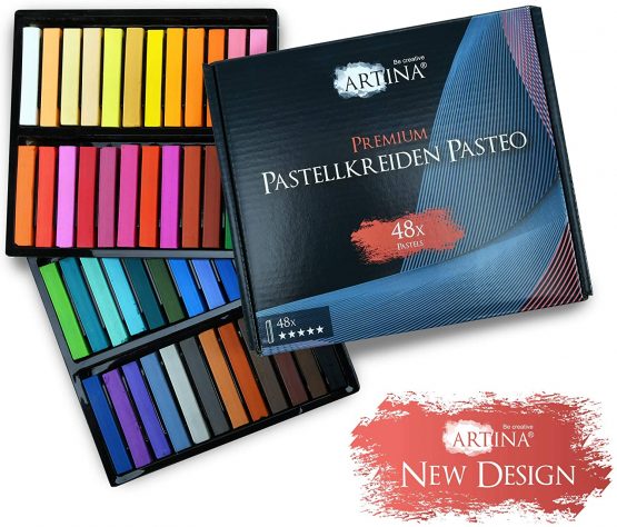 Artina Chalk Based Soft Pastel Pasteo Set 48 Fine Pastel Sticks Crayons in Studio Quality Master Series for Art Smooth Intense Vivid Soft Pastel Chalks - Image 3