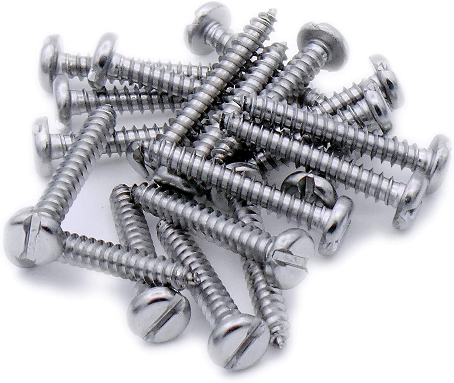 No.8 x 1.5 (4.2mm x 38mm) Slot Pan Self-Tapping Screw - Stainless Steel (A2) (Pack of 20), Silver, 4.2x38 - A2(20)