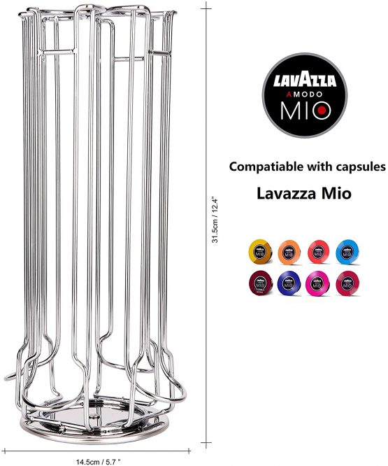 EXZACT Coffee Capsule Holder, Compatible with Lavazza Mio Pods (28pcs) – Rotating Pod Tower Rack (Lavazza 28pcs) - Image 2