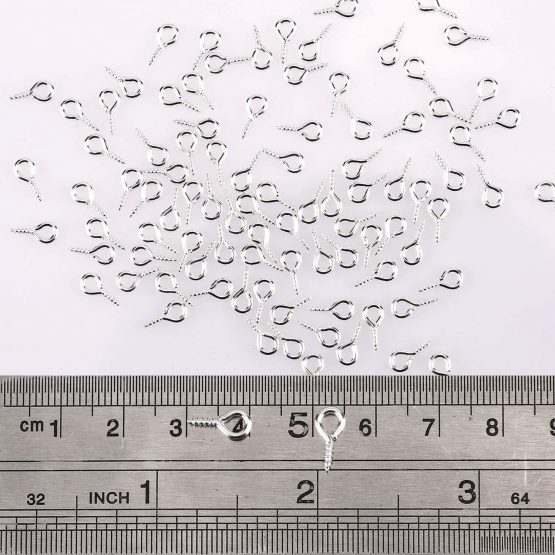 AIEX 300 Pcs Screw Eye Pins Hooks Eyelets Screw Threaded for Jewelry Making Findings DIY Crafts, Silver - Image 2