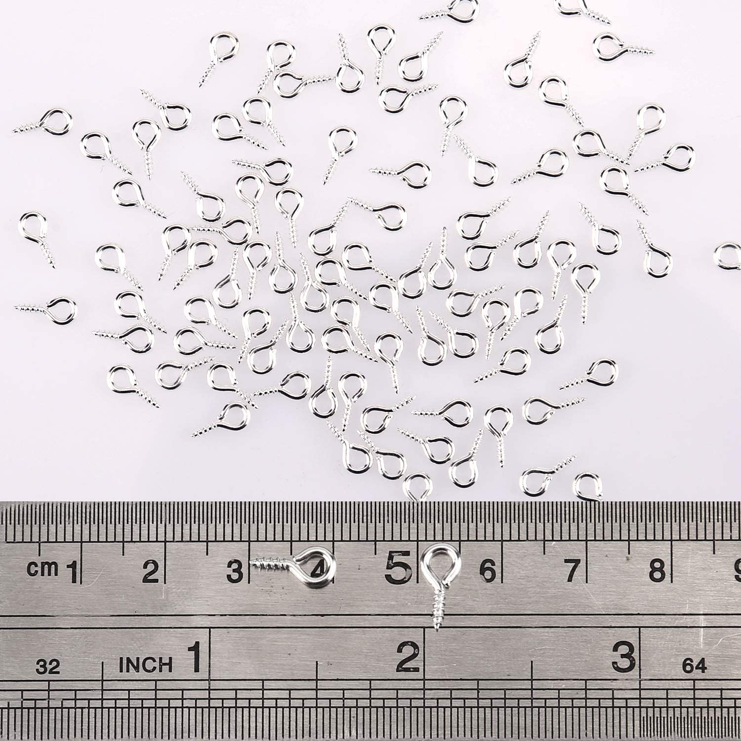 AIEX 300 pcs Screw Eye Pins Hooks Eyelets Screw Threaded for Jewelry Making Findings DIY Crafts Silver