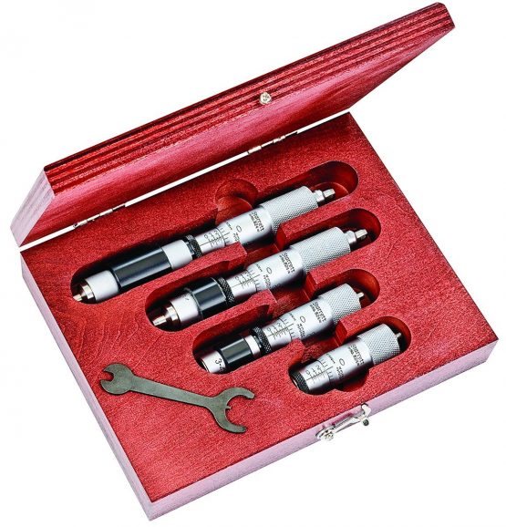 Starrett S824AZ Fixed Range Vernier Inside Micrometers Set, 2-6" Range, 0.001" Graduation, +/-0.0001" Accuracy (4 Piece Set)
