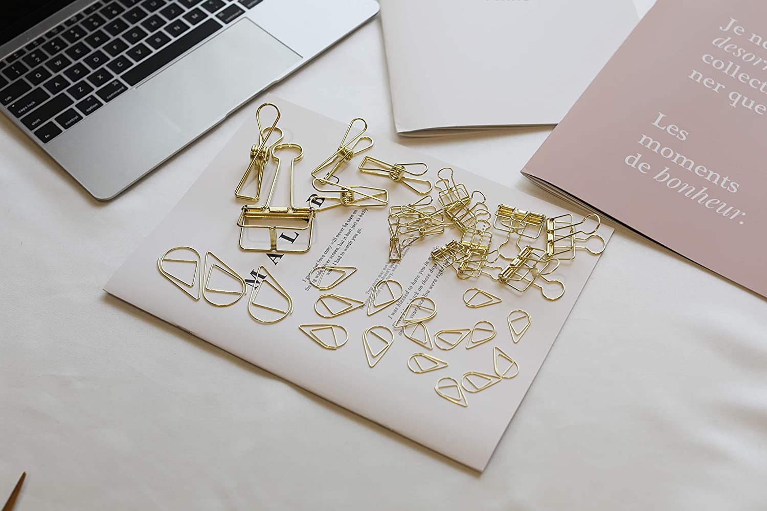 Draymond Story 9 Pcs Binder Clips, 9 Pcs Skeleton Clips, 18 Pcs Paper Clips, Mix Size Yellow Gold with Plastic Storage Case - Image 4
