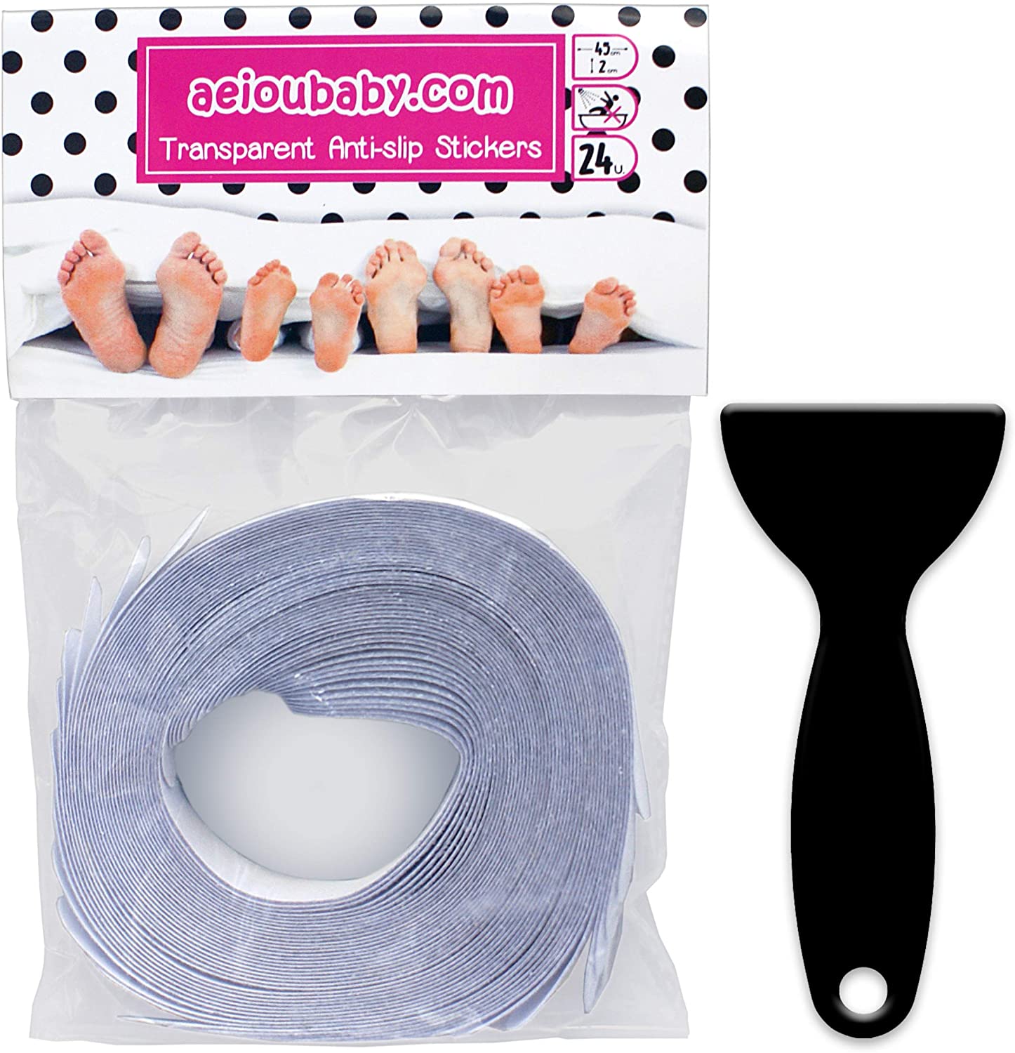 24 Strips Non-slip Transparent for Bath and Shower, Shower x2