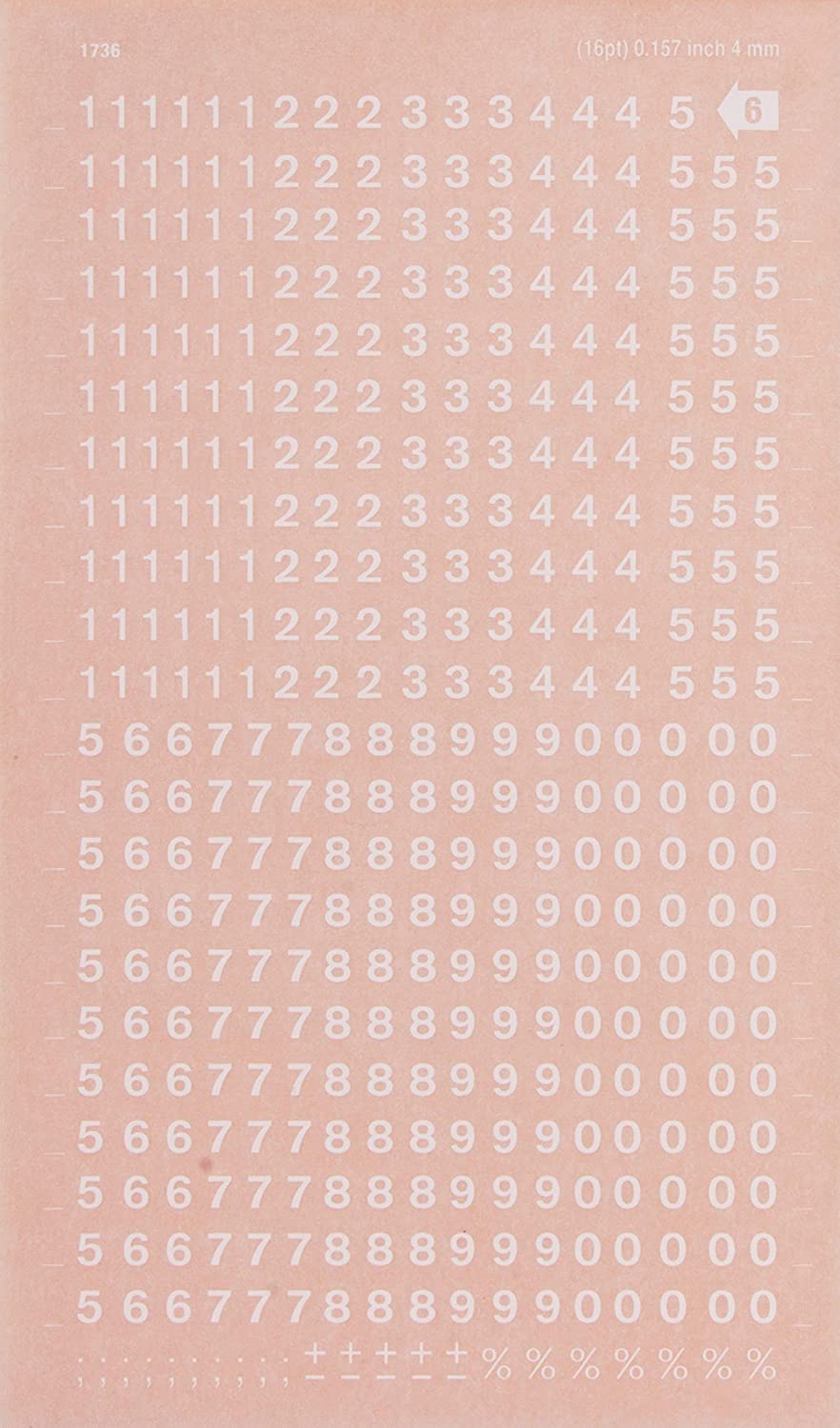 White Number Transfers 4 mm - 1 Sheet, Klein
