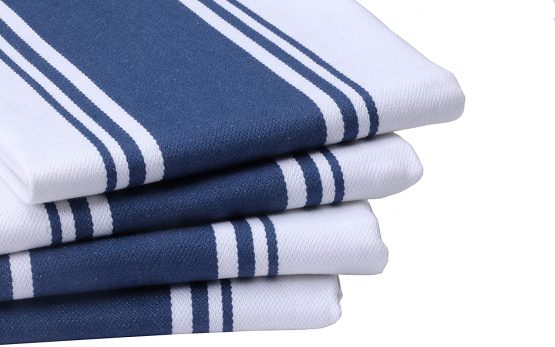 AMOUR INFINI Classic Vintage Stripe Kitchen Dish Towels | 4 Pack | 50 x 70 cm | Multi-use Kitchen Towels With Hanging Loop |100% Ring Spun Premium Cotton | Highly Absorbent Tea Towels | Blue - Image 2
