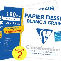 Clairefontaine Drawing Paper 12 + 3 Sheets 24 x 32 mm White - Pack of 2