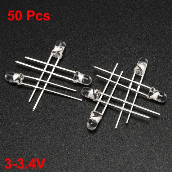 sourcingmap 50pcs 3mm Multicolor Fast Flashing Dynamics LED Diode Lights Bright Lighting Bulb Lamps Electronics Components Filcker Light Emitting Diodes 3-3.4V - Image 2