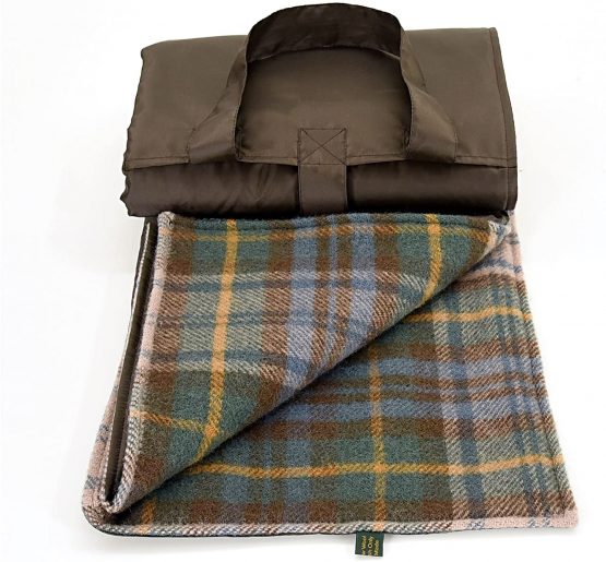 Antique Dress Gordon Tartan Wool Check Waterproof Picnic Blanket British Made - Image 2