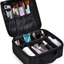 Travel Makeup Case Professional Cosmetic Train Cases Artist Storage Bag Make Up Tool Boxes Brushes Bags with Compartments Waterproof Detachable Vanity Organizer